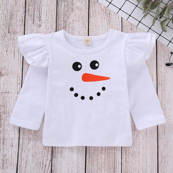 NWT Little Girl Snowman Top With Polka Dot Jumper - Picture 3 of 7